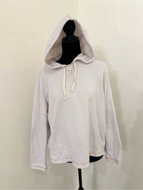 J. Crew Size Large Lightweight White Semi-Crop Hoodie w/ Rainbow Stitching